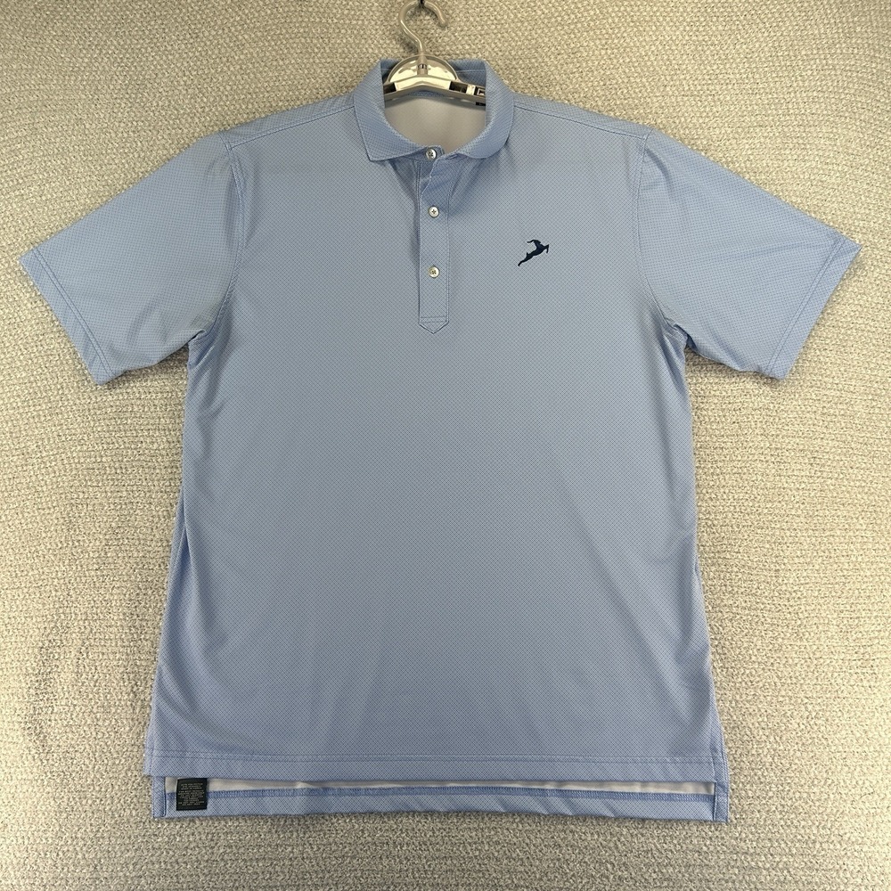 Turtleson Polo Shirt Mens Large Blue Geometric Golf Performance Stretch Preppy